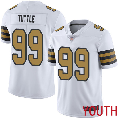 New Orleans Saints Limited White Youth Shy Tuttle Jersey NFL Football #99 Rush Vapor Untouchable Jersey
